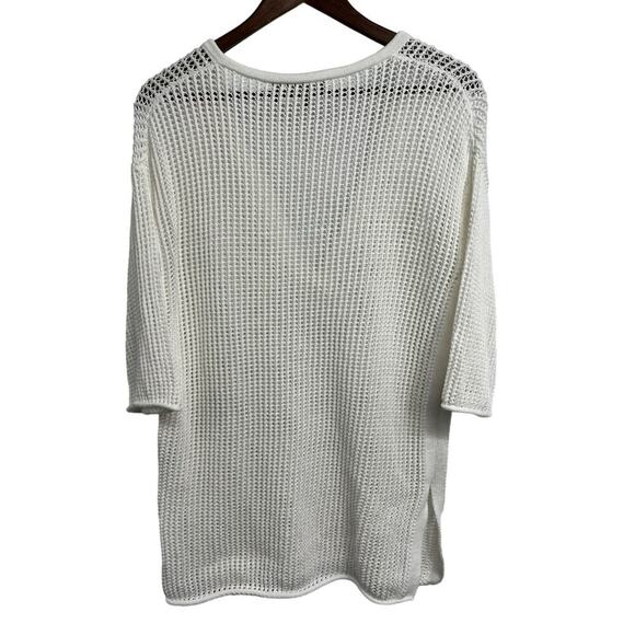 THEORY White Open Knit Mesh Top Tie neck Pullover Size P (Small) - Picture 2 of 4